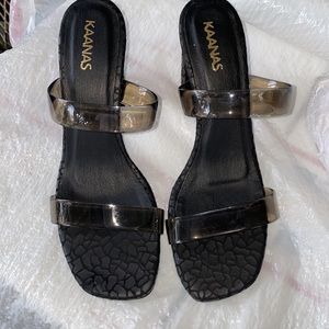 Kaanas Florence Sandals Black Size 9M Block Heel